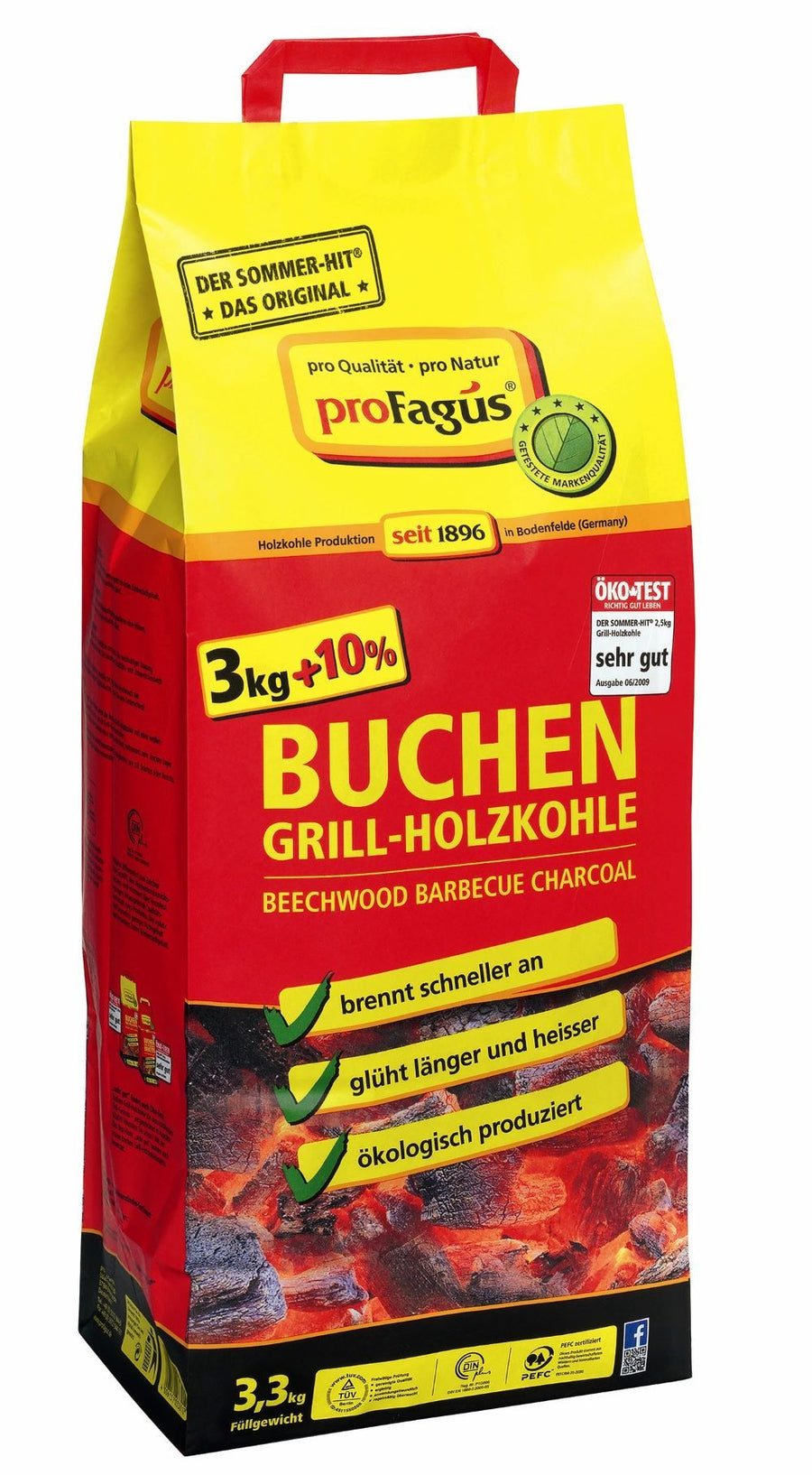 Sommer-Hit Grillholzkohle 3,3 Kg  + 10% Aktionsware Sommerhit (104Stk.)