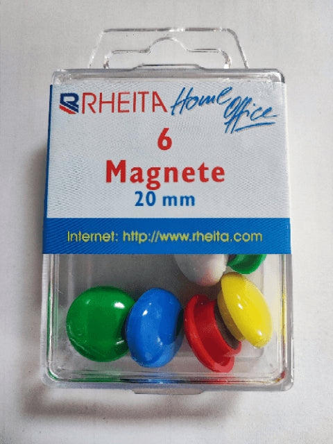 Magnete 6er farbig sort., Ø 20mm in Klarsichtbox mit Eurolochung (24Stk.)