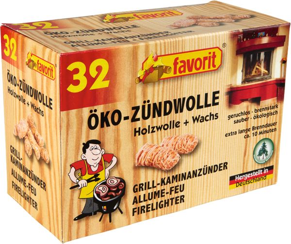 Grill-/Ofen-Zündwolle 32er Ökoanzünder  Holzwollmäuse  1228 Favorit (12Stk.)