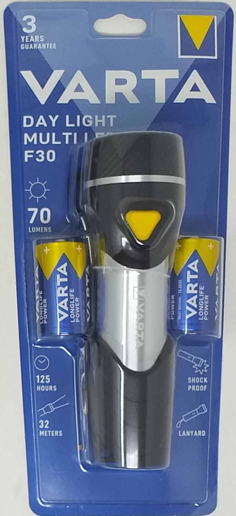 Taschenlampe VARTA DAY LIGHT F30 Multi LED mit 2 Mono D Batterien  17612 (4Stk.)