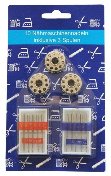 Nähmaschinen Set 2x6 Nadeln und 3 Metallspulen SB-Karte (72Stk.)