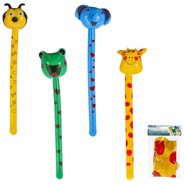 Aufblasbares Tier ca. 1m 4fach sortiert  Biene Frosch Elefant Giraffe  SB-Btl. (24Stk.)