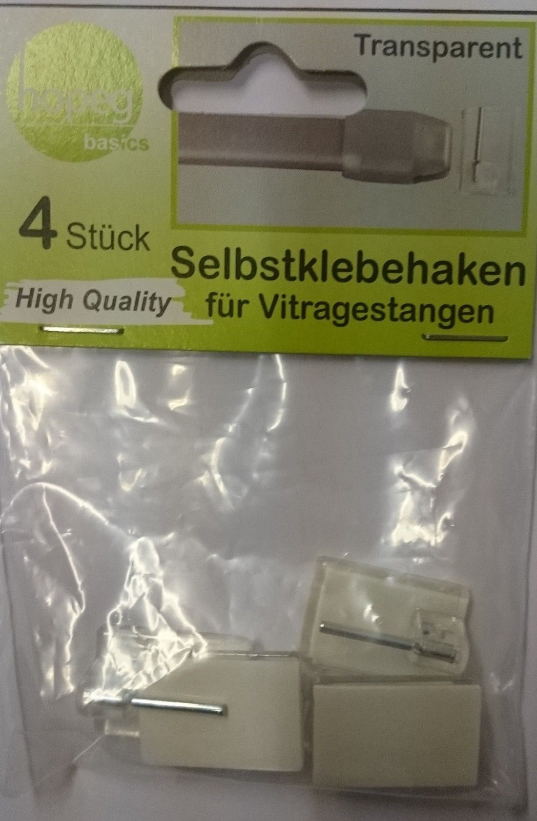 Gardinenhaken 4er Pack klar selbstklebend SB Karte   (18Stk.)