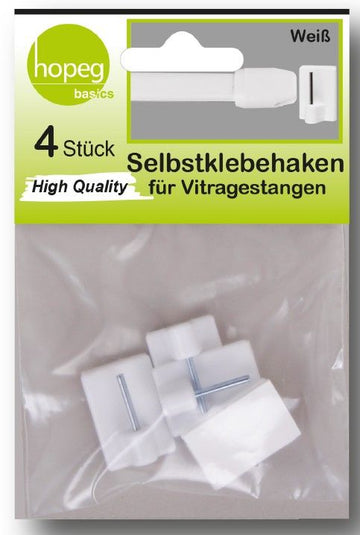 Gardinenhaken 4er Pack weiss selbstklebend SB Karte  (18Stk.)