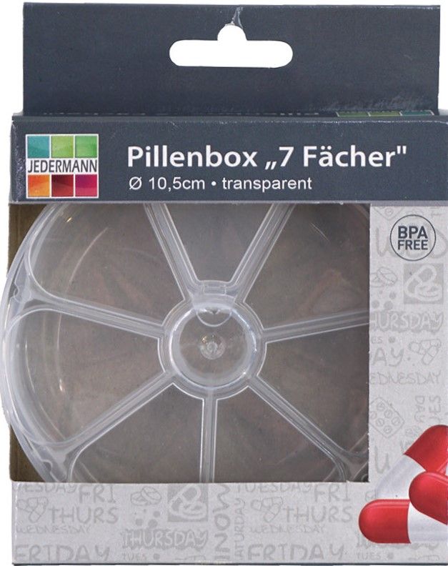 Pillenbox / Pillendose Woche 7 Fächer rund transparent (24Stk.)