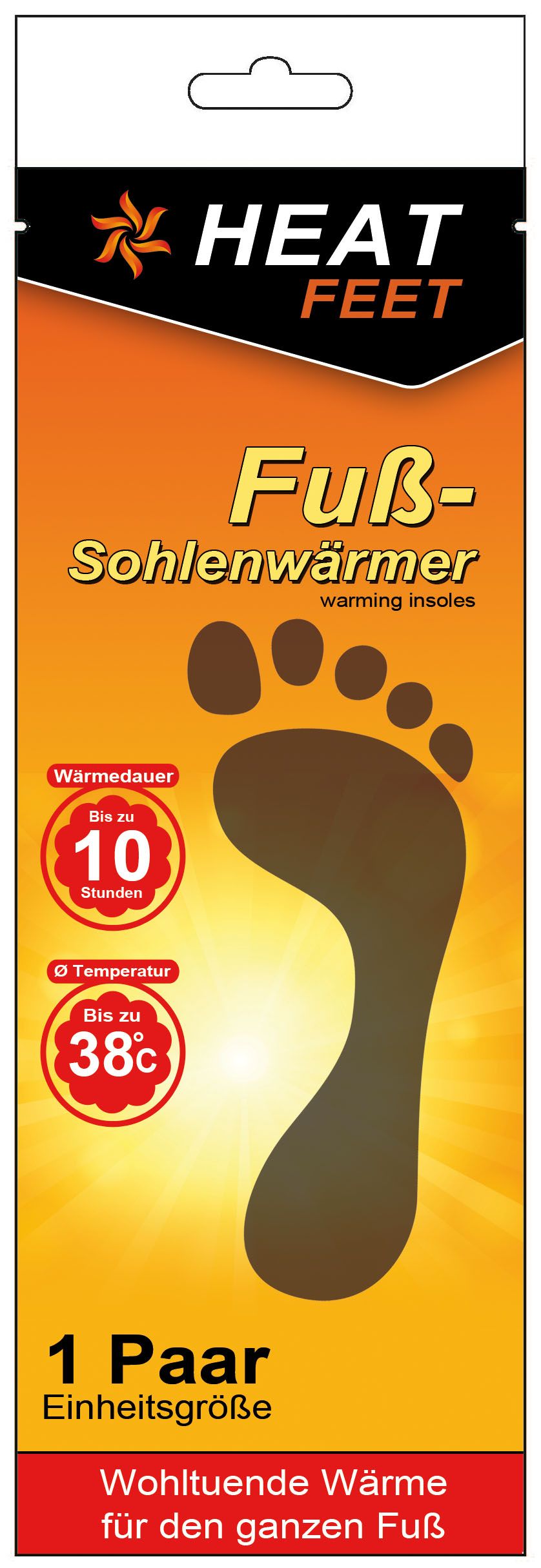 Einlegesohlen "Heat Feet" 10 Stunden Wärme, 1 Paar (72Stk.)