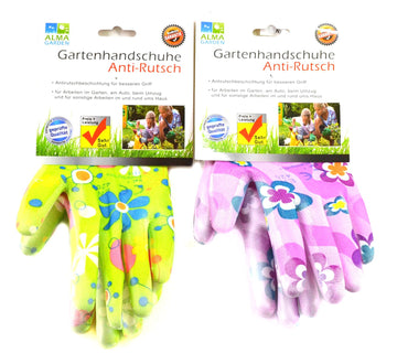 Gartenhandschuhe Anti Rutsch "Flowers", 2 Designs, PU 2 Blumen Designs, Damenausführung Gr. 8 (12Stk.)