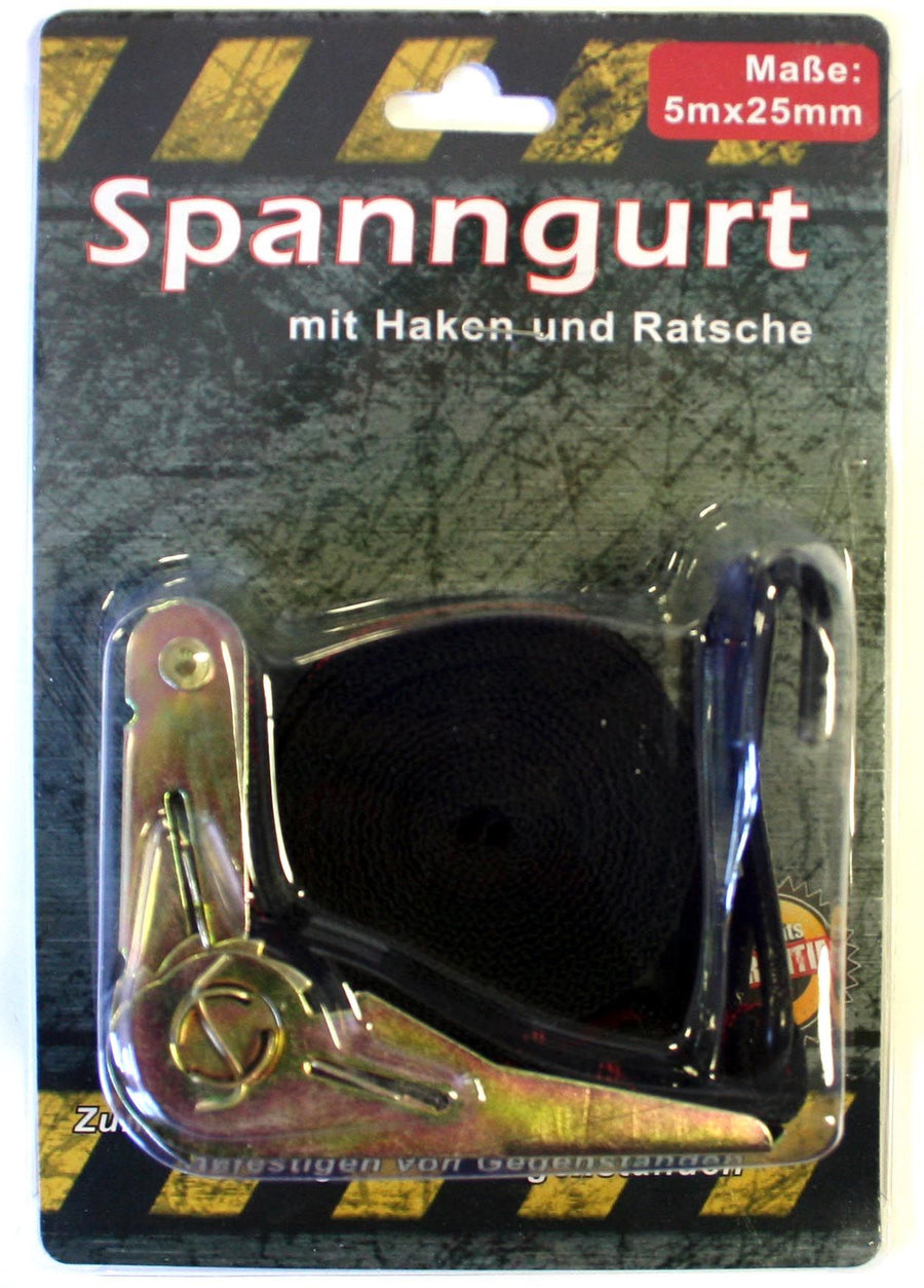 Spanngurt  5m x25 mm  mit Haken und Ratsche (24Stk.)