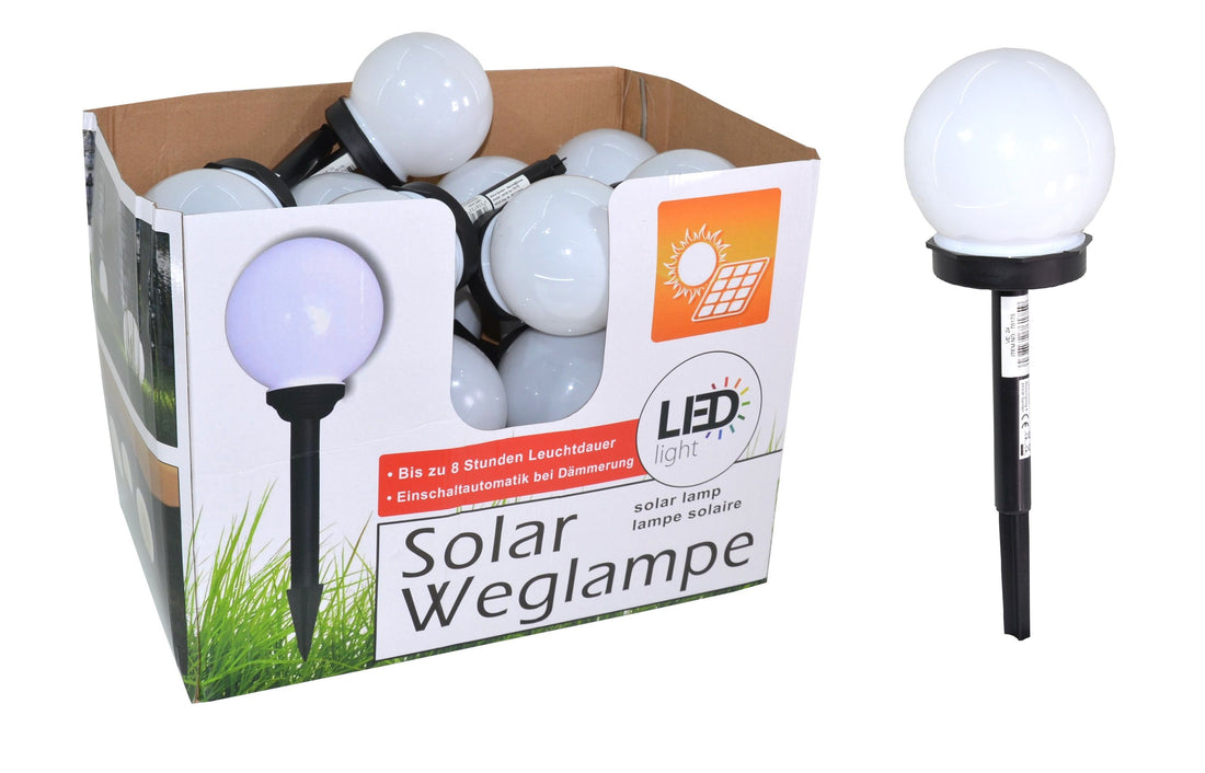 Solar Kugel Ø10cm Weglampe rund LED schwarzer Stick im Display (24Stk.)