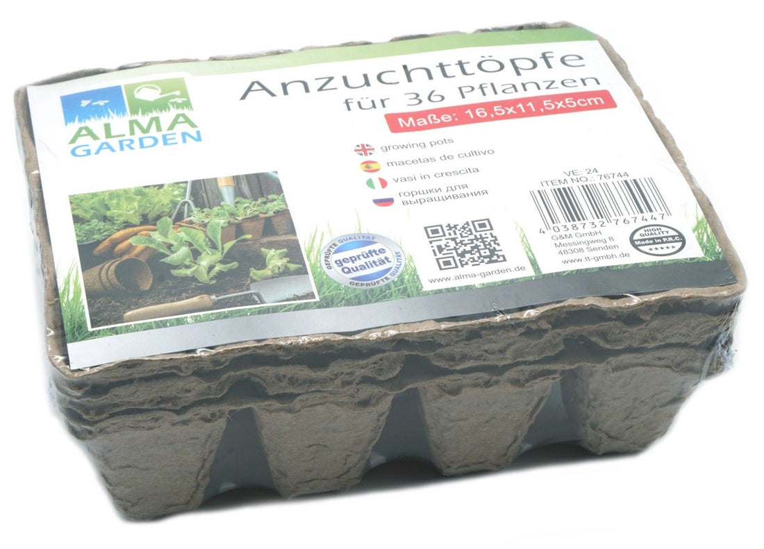 Anzuchttöpfe Papier für 36 Pflanzen  16,5x11,5x5cm (3 Behältnisse á 12) (24Stk.)