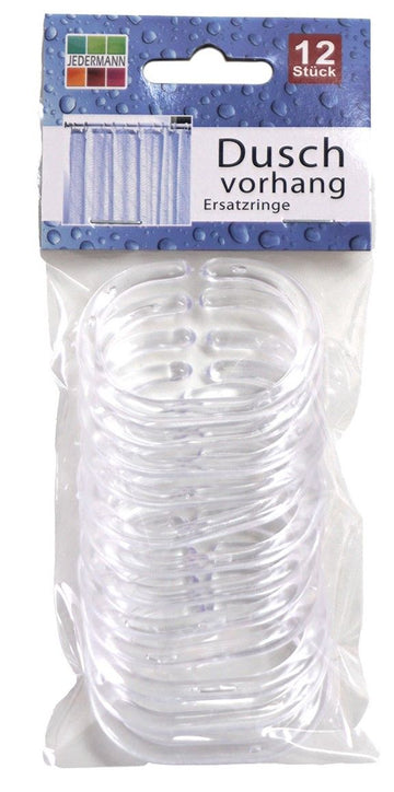 Duschvorhang Ersatzringe "C", 12er transparent 16x8cm  SB-Beutel (48Stk.)