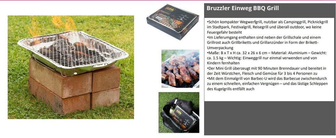 Einweggrill mit Anzünder  Barbecu Bruzzler  (10Stk.)