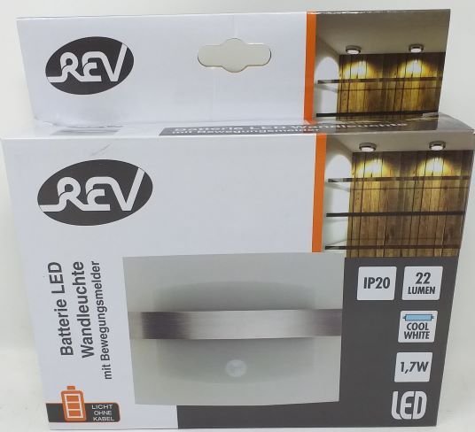 LED Wandleuchte  REV mit Bewegungsmelder  22Lumen 1,7W Batteriebetrieben  überall einsetzbar (1Stk.)