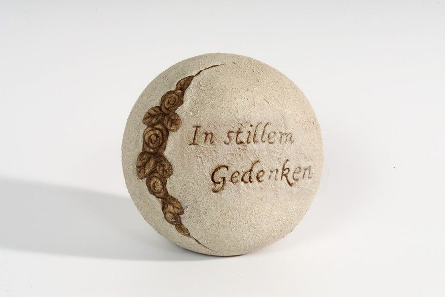 Keramik-Kugel, In stillem Gedenken, grau ca. 14,5cm  PAZ  5,99 (2Stk.)