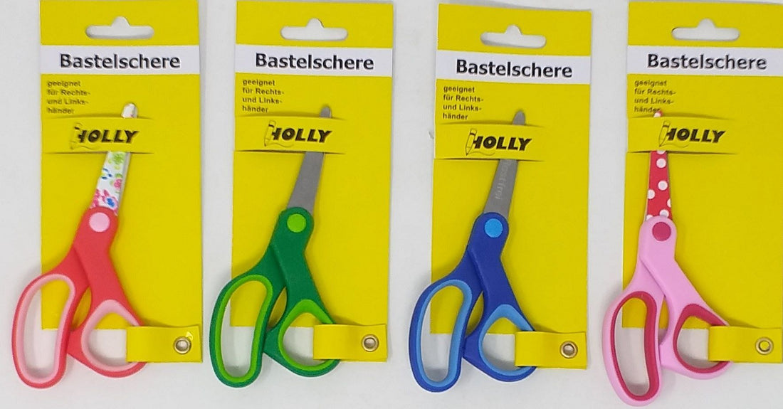 Bastelschere Kinderschere, runde Spitze Rechts- und Links-Händer, farbig sort.  SB-Karte   (96Stk.)