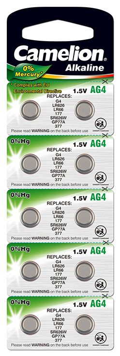 Knopfcellen SB LITHIUM AG 4 10er  SB-Karte 0%HG Mercury and cadmium LR66/LR626/377 1,5 Volt Uhren (20Stk.)