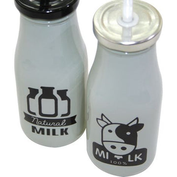 Trinkflasche Milch mit Strohhalm farbig sortiert (24Stk.)