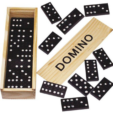 Domino in Holzbox 16x5cm mit Spielanleitung         (24Stk.)