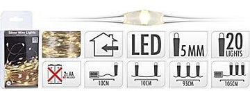 Drahtlichterkette mikro  20er warmweiß, batteriebetrieben (2x AA, nicht enth.), warmweiß, batteriebetrieben (2x AA, nicht enth.),  5CM Abstand  (48Stk.)