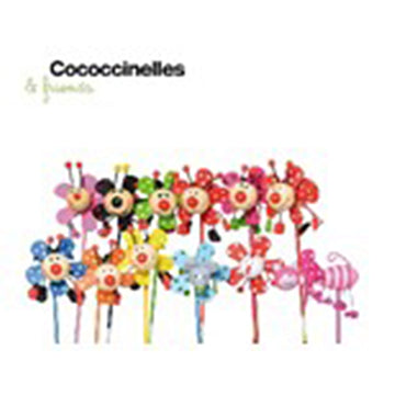 "Windmühle ""Cococcinelles & friends"" 12 designs sortiert 8x4,5cm, Stab:26,5cm lose"