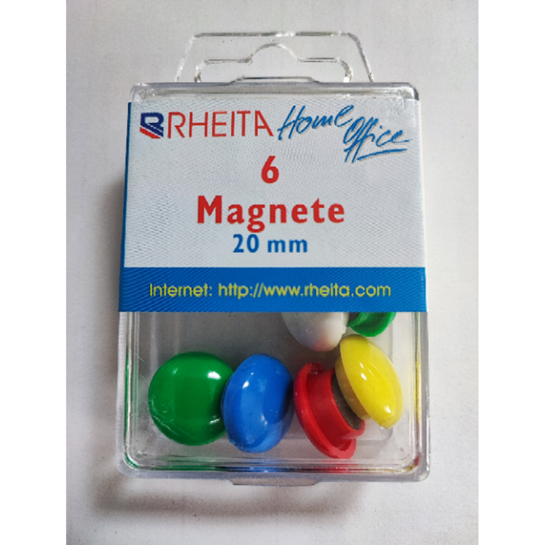 Magnete 6er farbig sort., Ø 20mm in Klarsichtbox mit Eurolochung