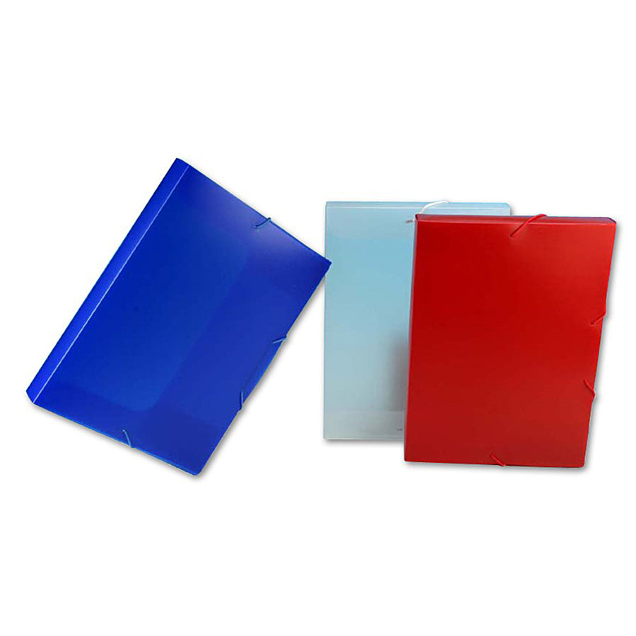 Heft-& Sammelbox, DIN A4  KU Farben: blau, rot & transparent